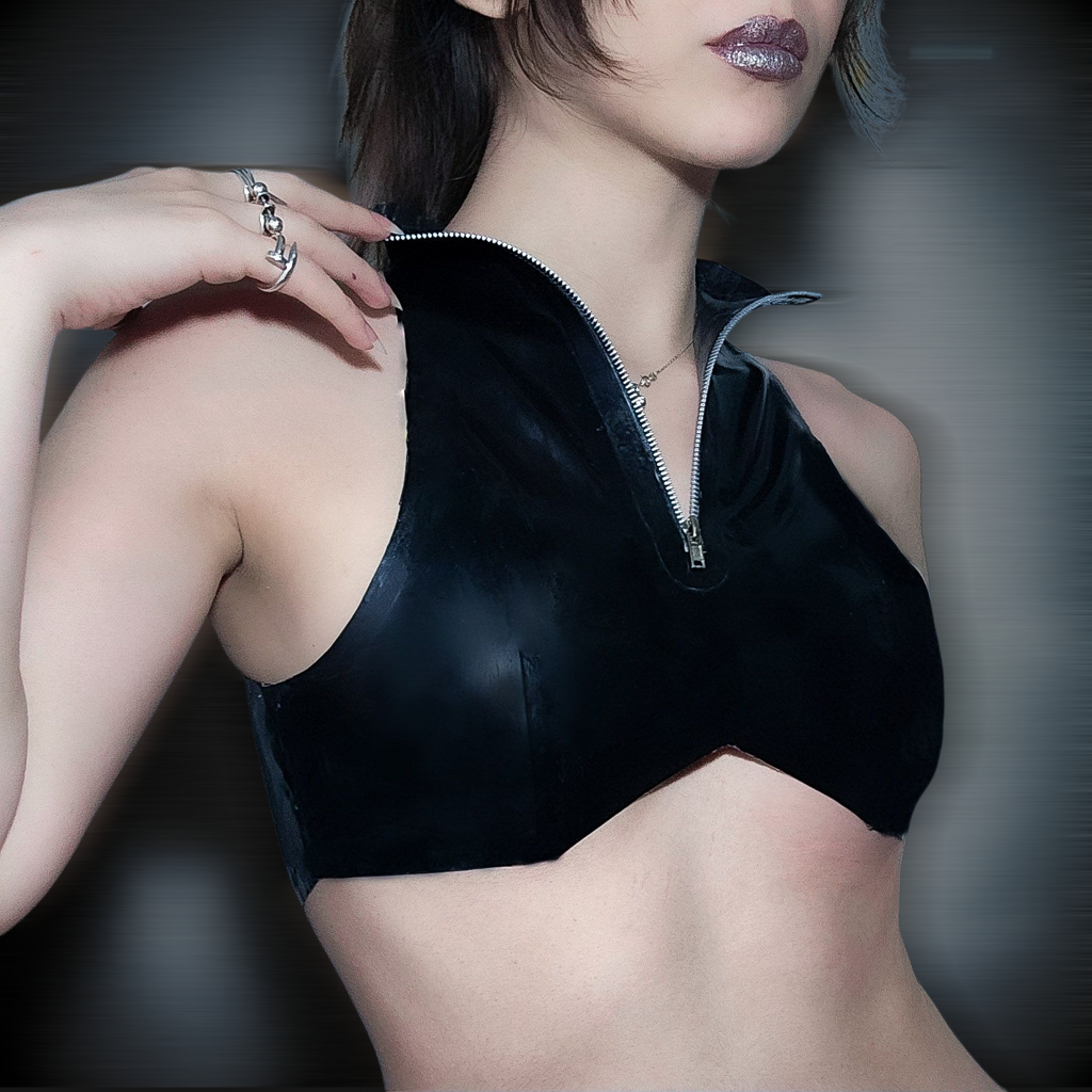 Latex top with zipper
