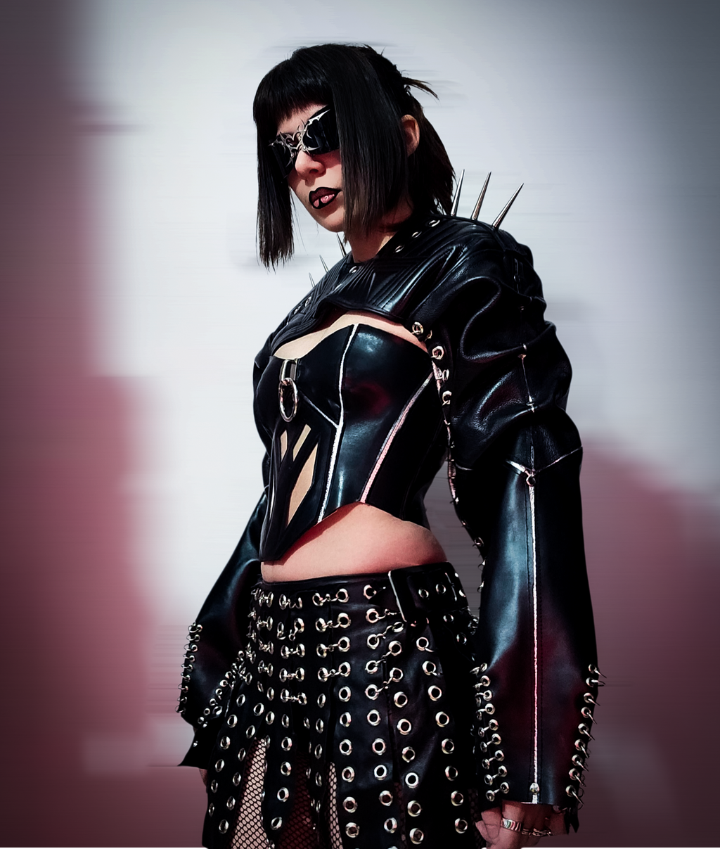 Leather cyberpunk corset