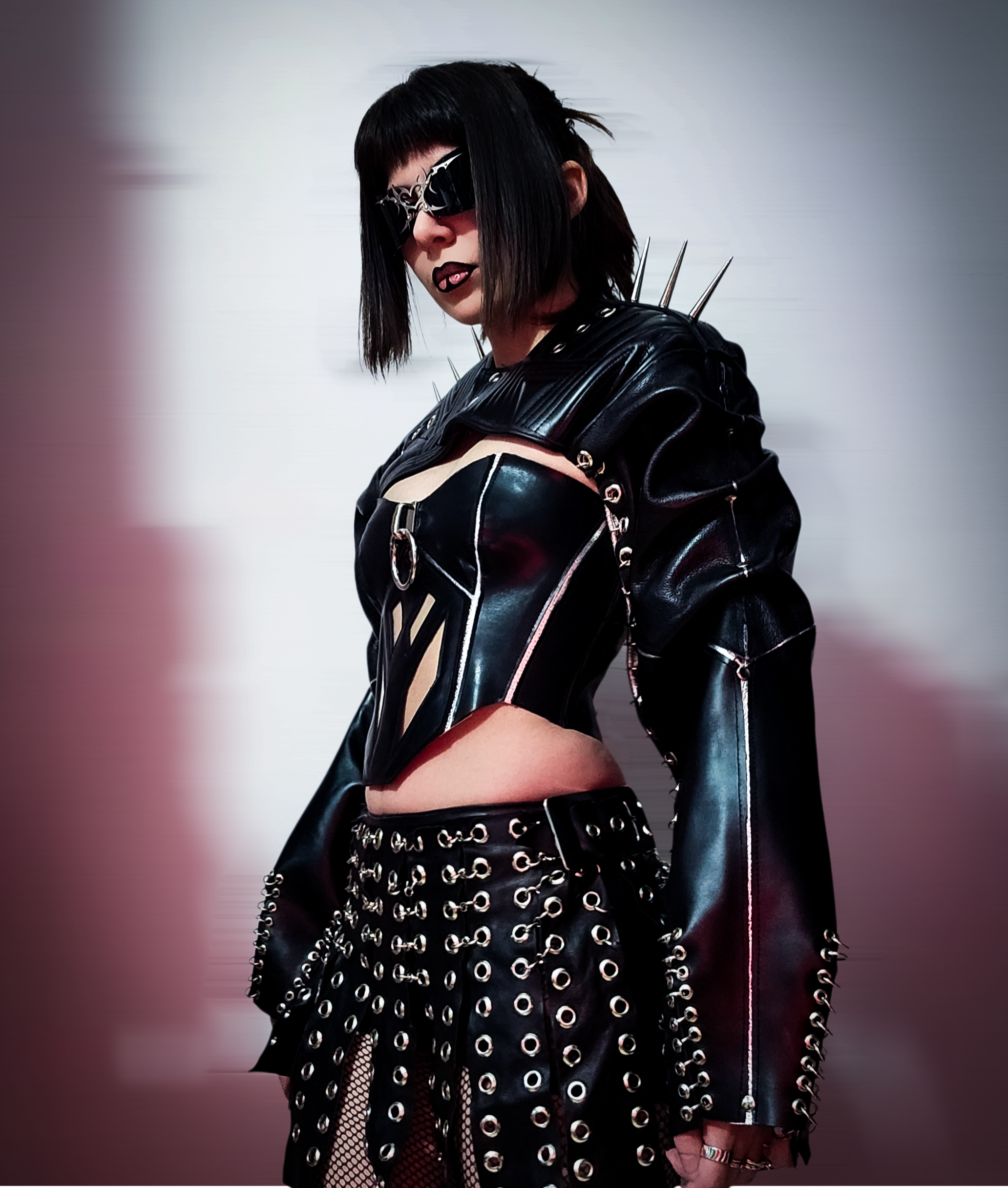 Leather cyberpunk corset