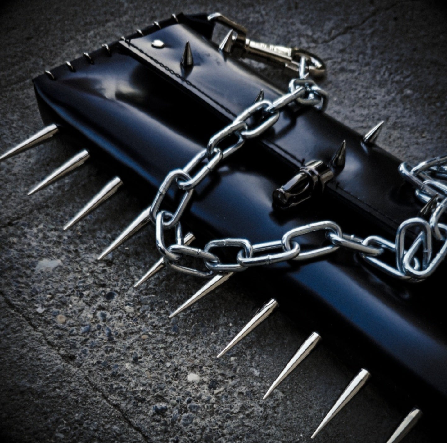 Leather purse with spikes