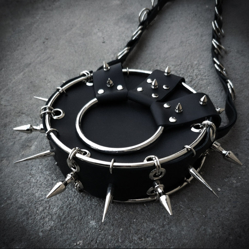 Leather purse with spikes