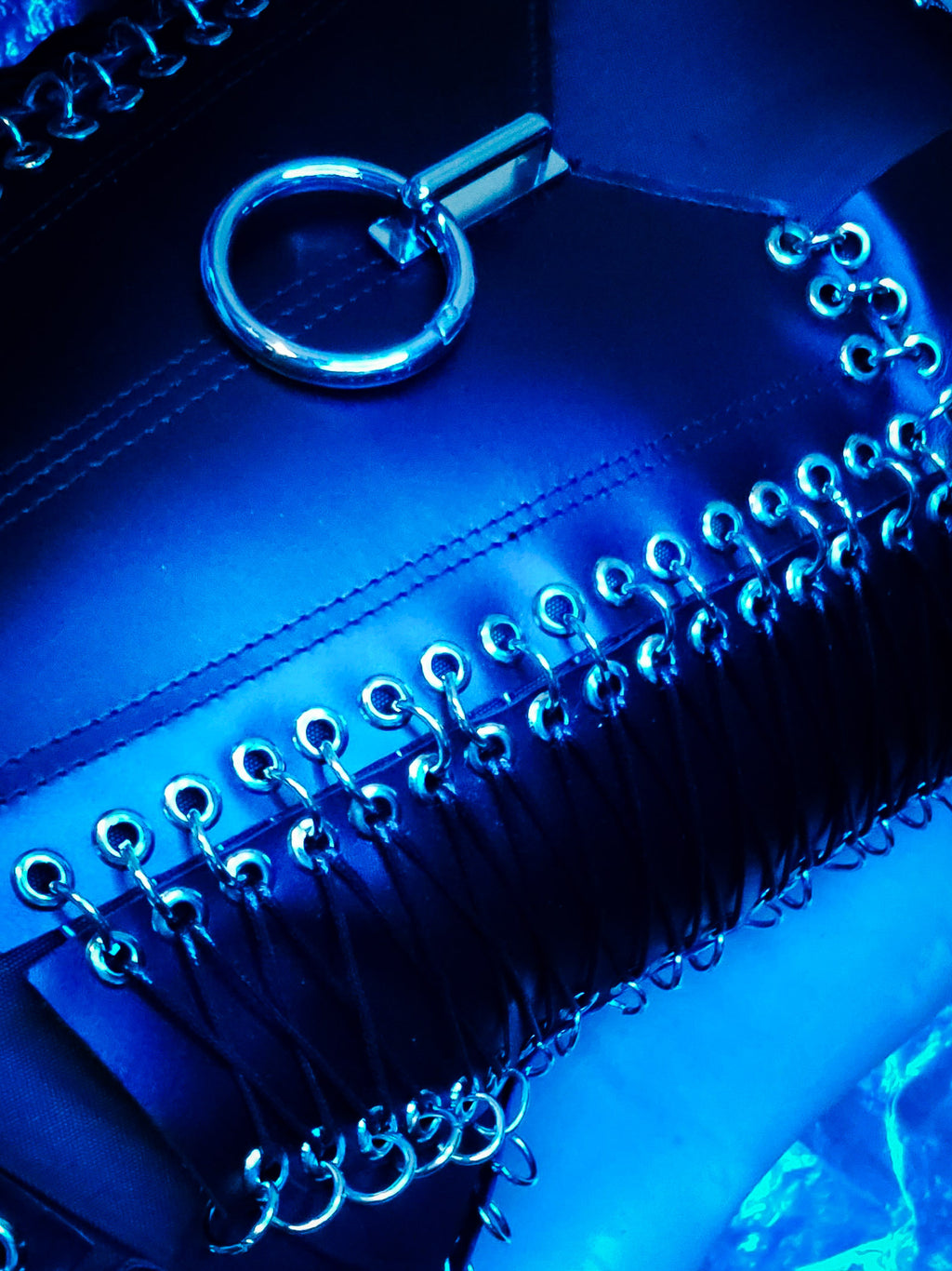 Leather corset top with eyelets