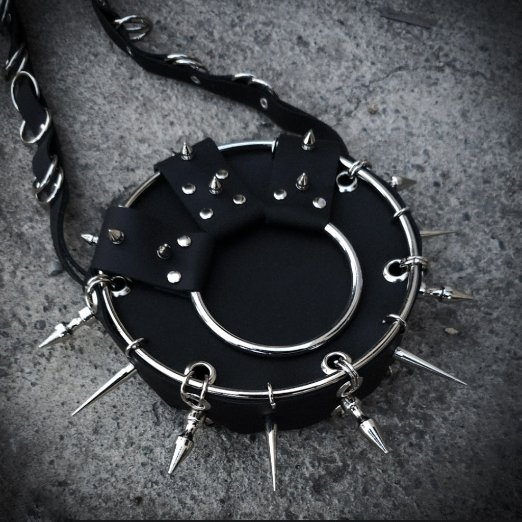 Leather purse with spikes