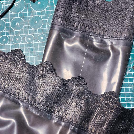 Latex stockings with lace