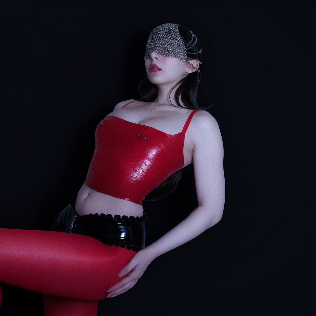 Red latex piersing tank top. Limited edition
