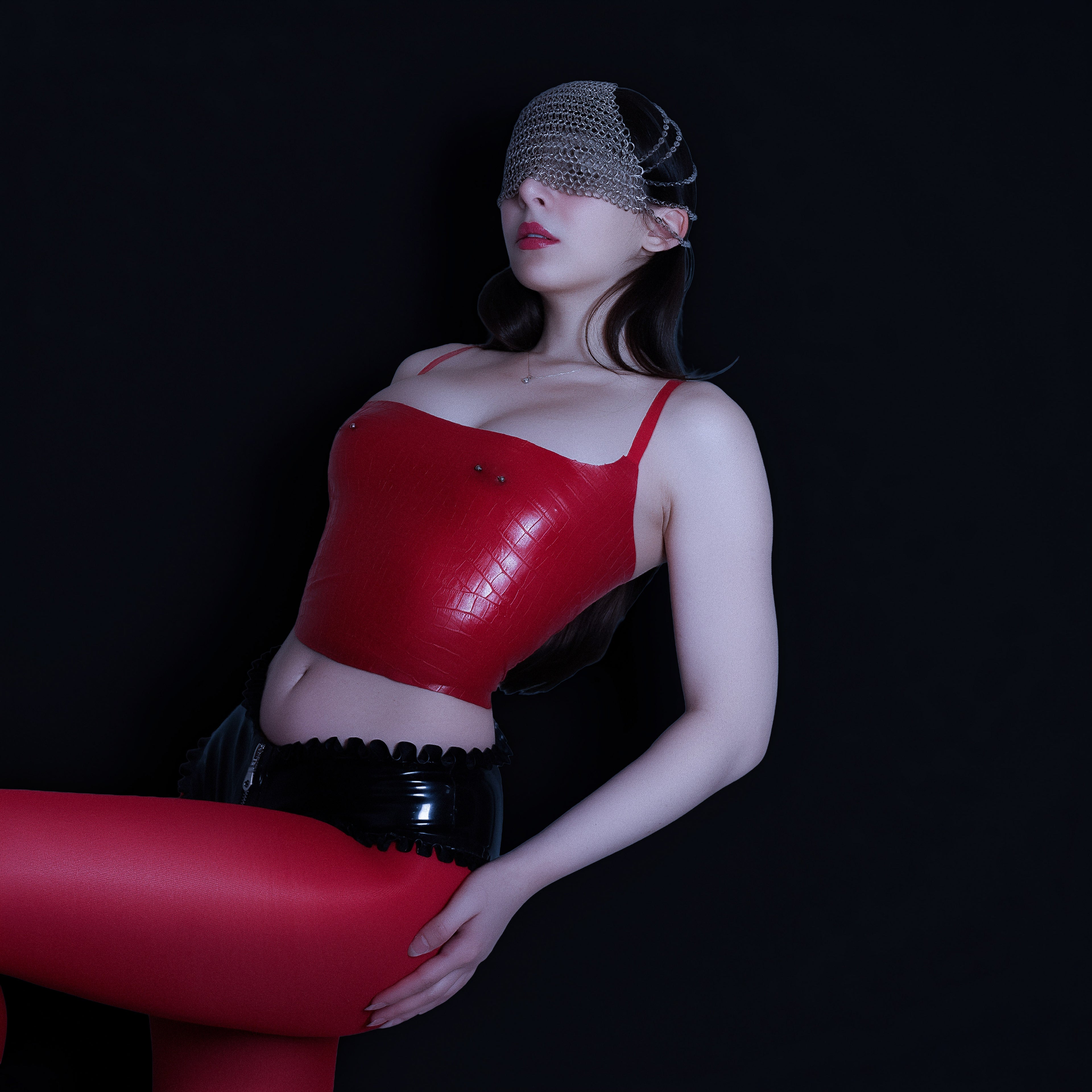 Red latex piersing tank top. Limited edition