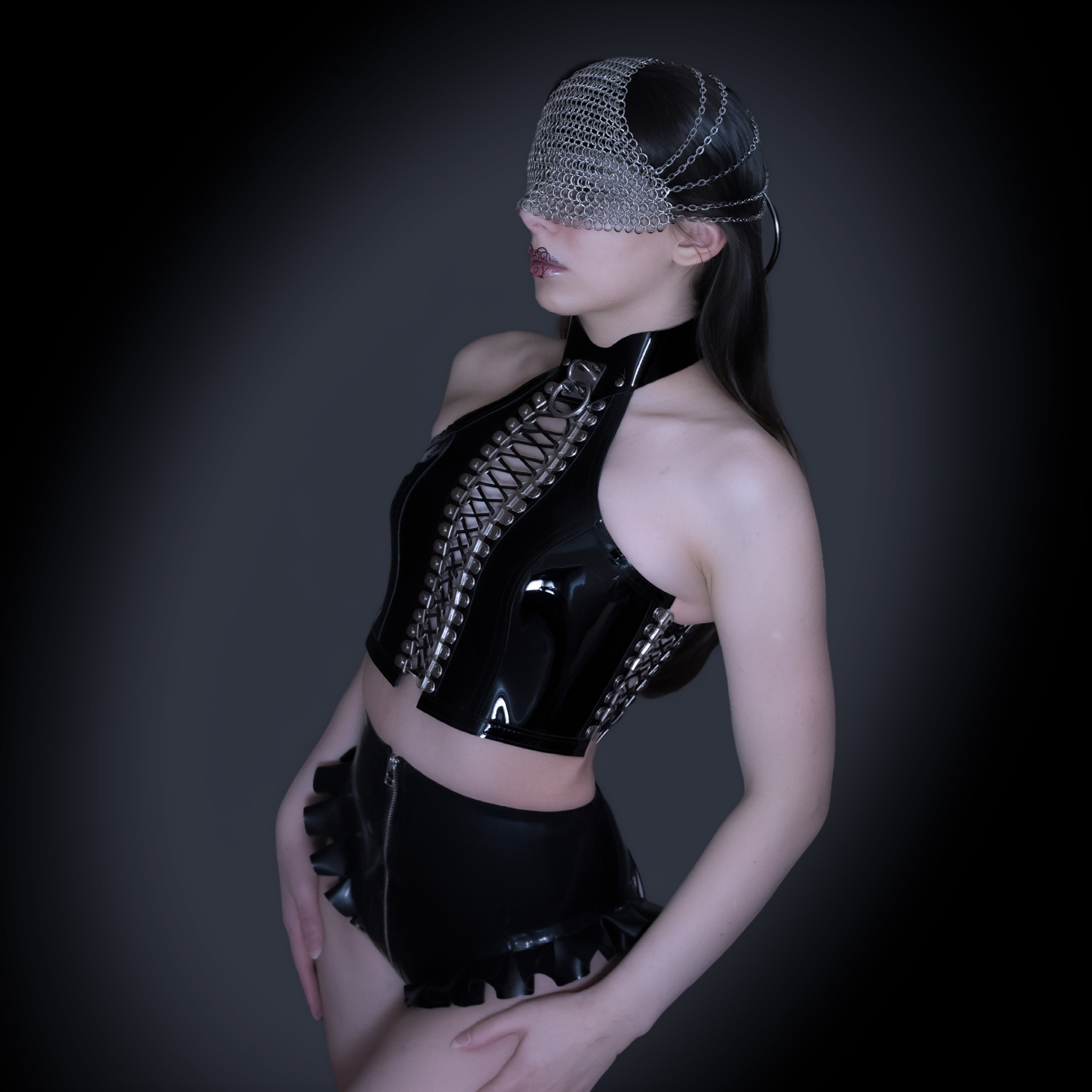 Leather top with collar