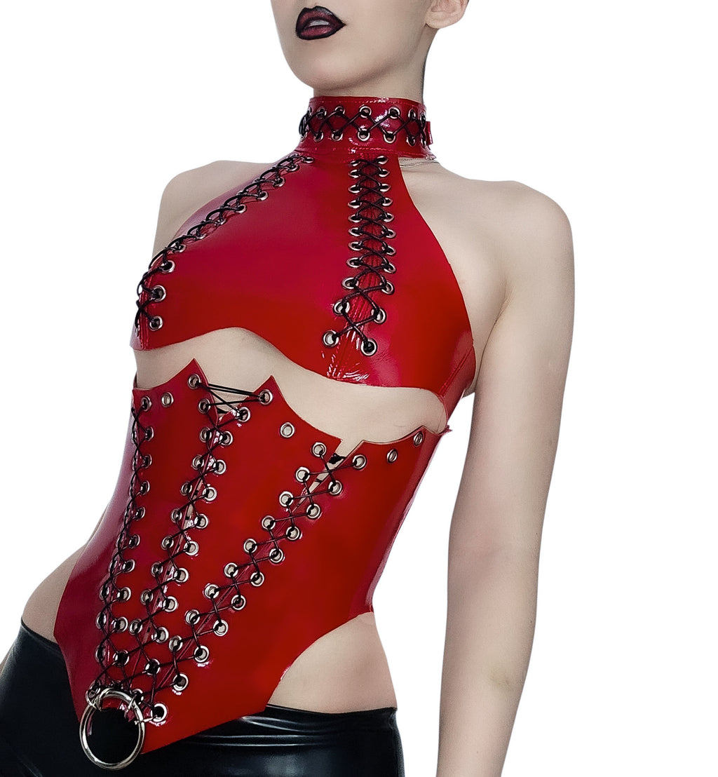 Lace up Leather corset and top