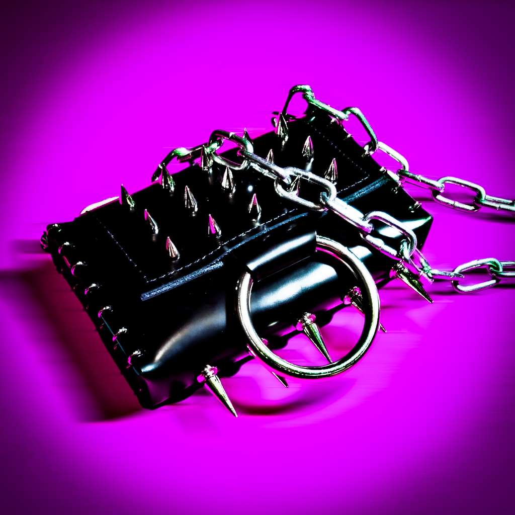 Leather purse with spikes