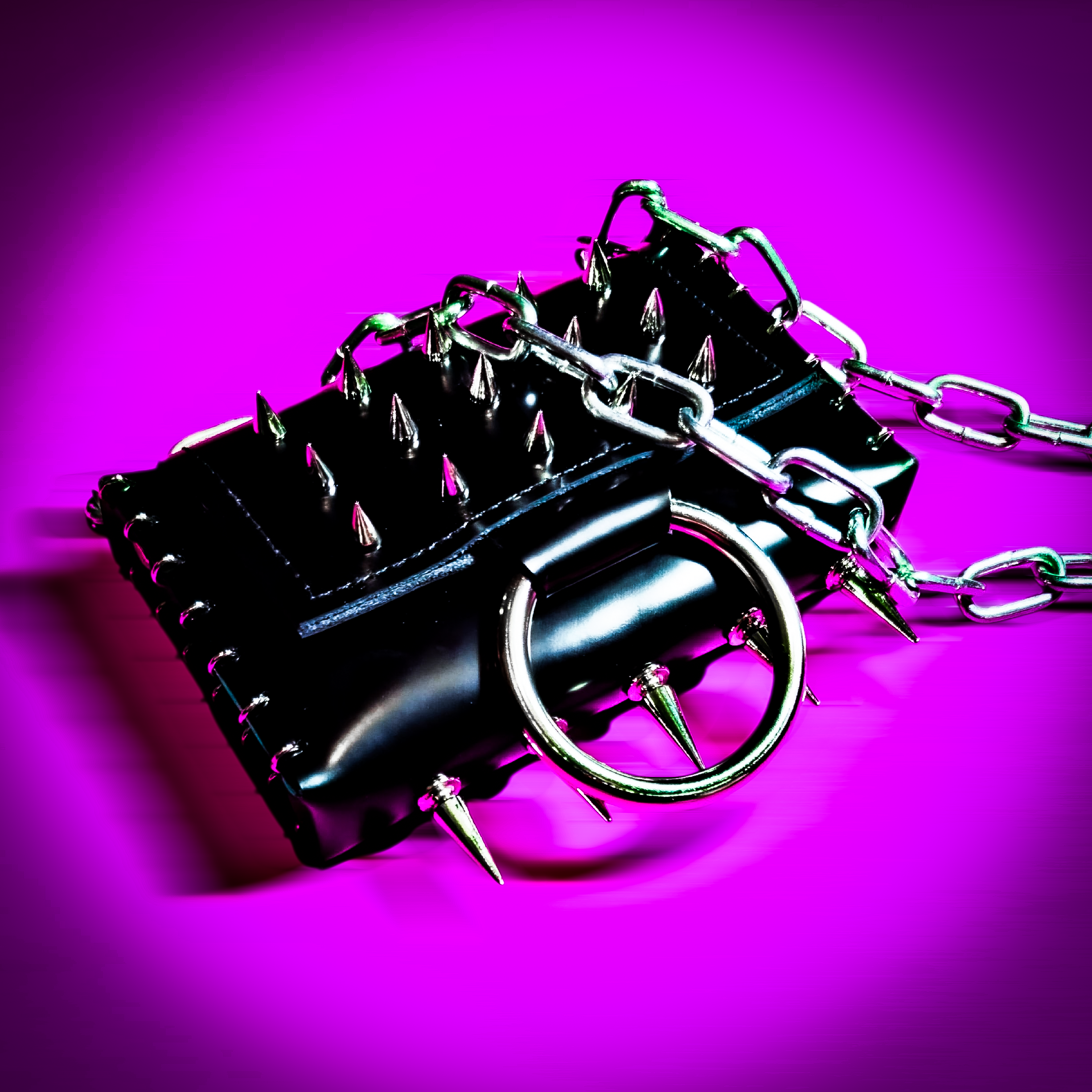 Leather purse with spikes