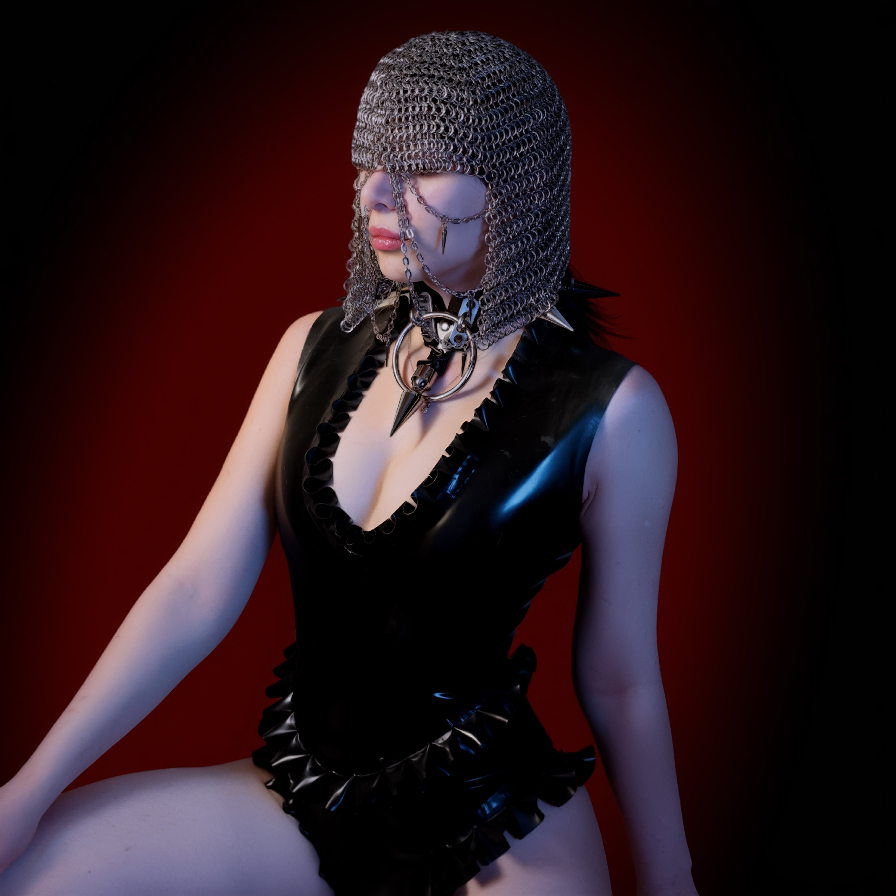 Latex ruffle bodysuit