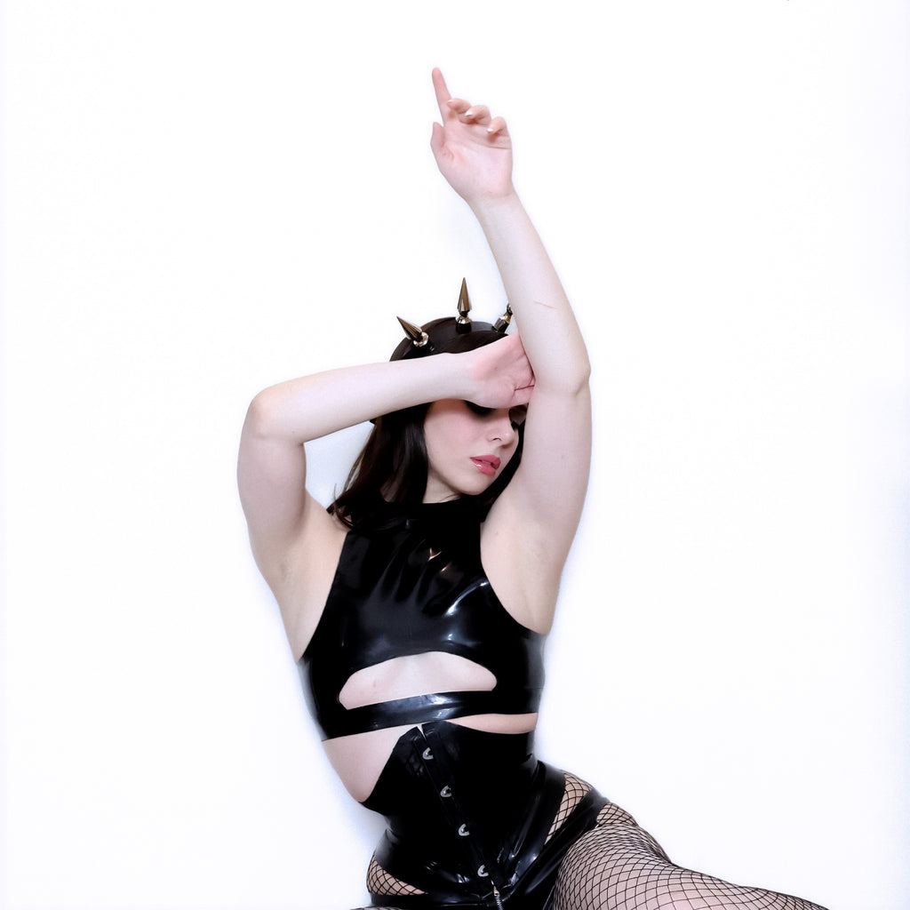 Latex waist sincher corset with busk