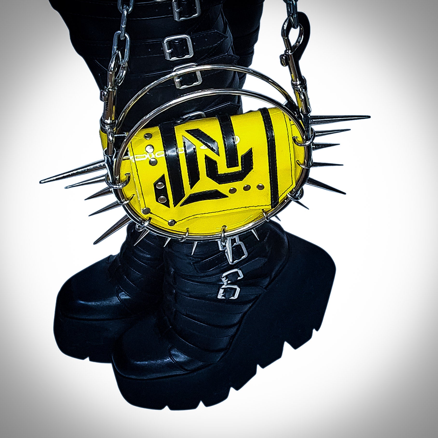 Leather cyberpunk purse with spikes