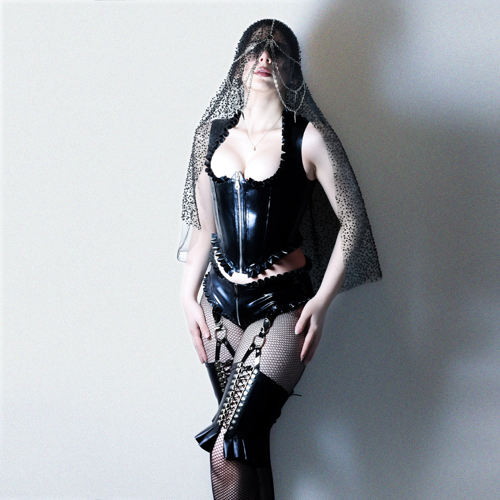 Leg corsets, lace up leather garters