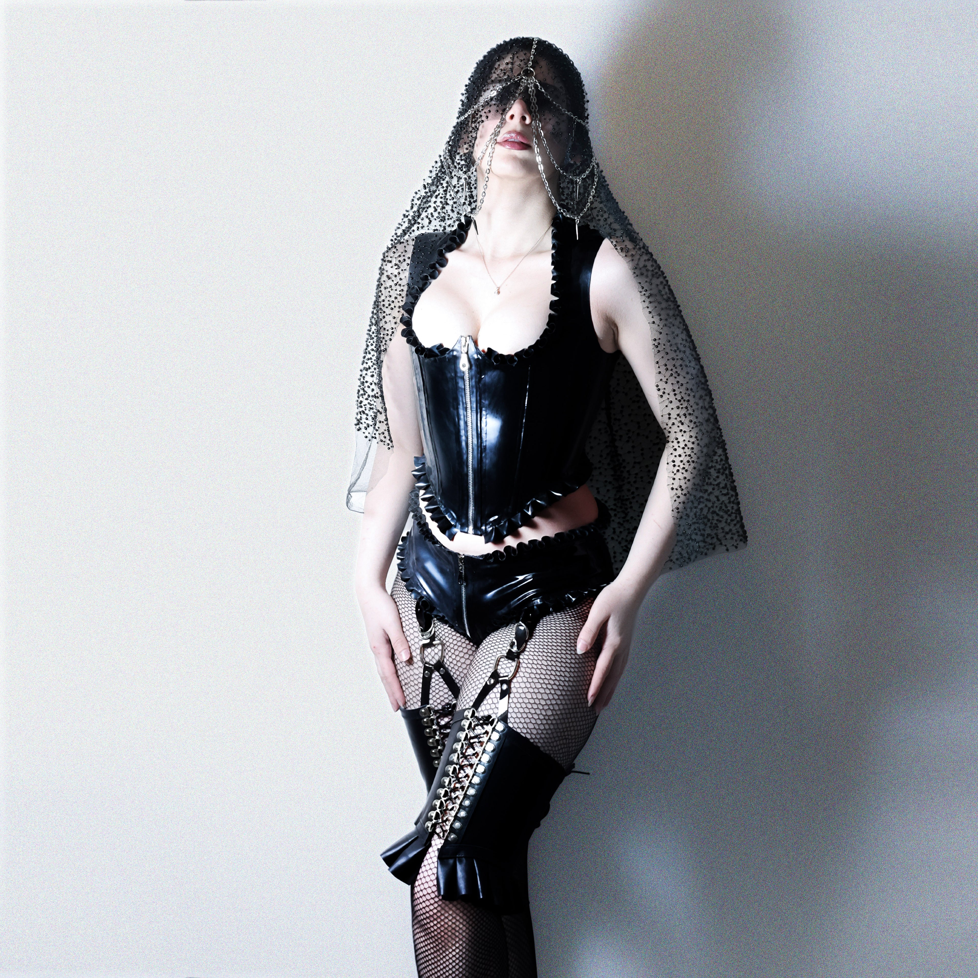 Leg corsets, lace up leather garters