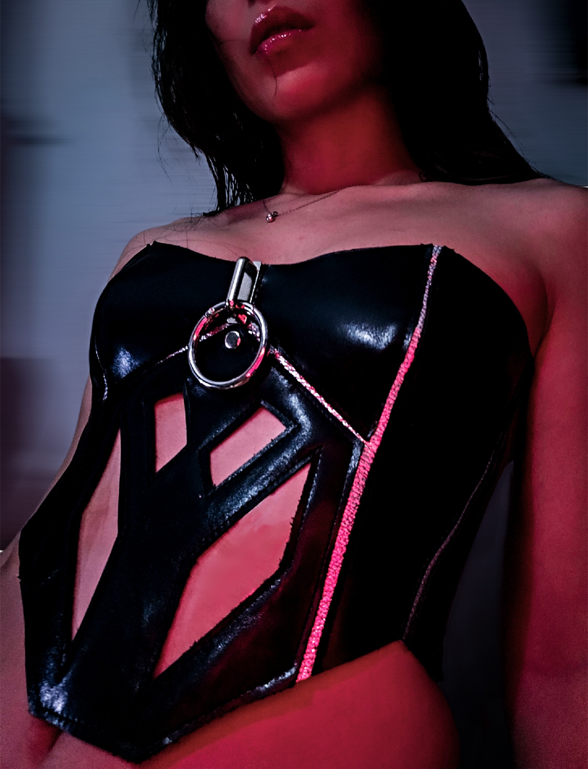 Leather cyberpunk corset