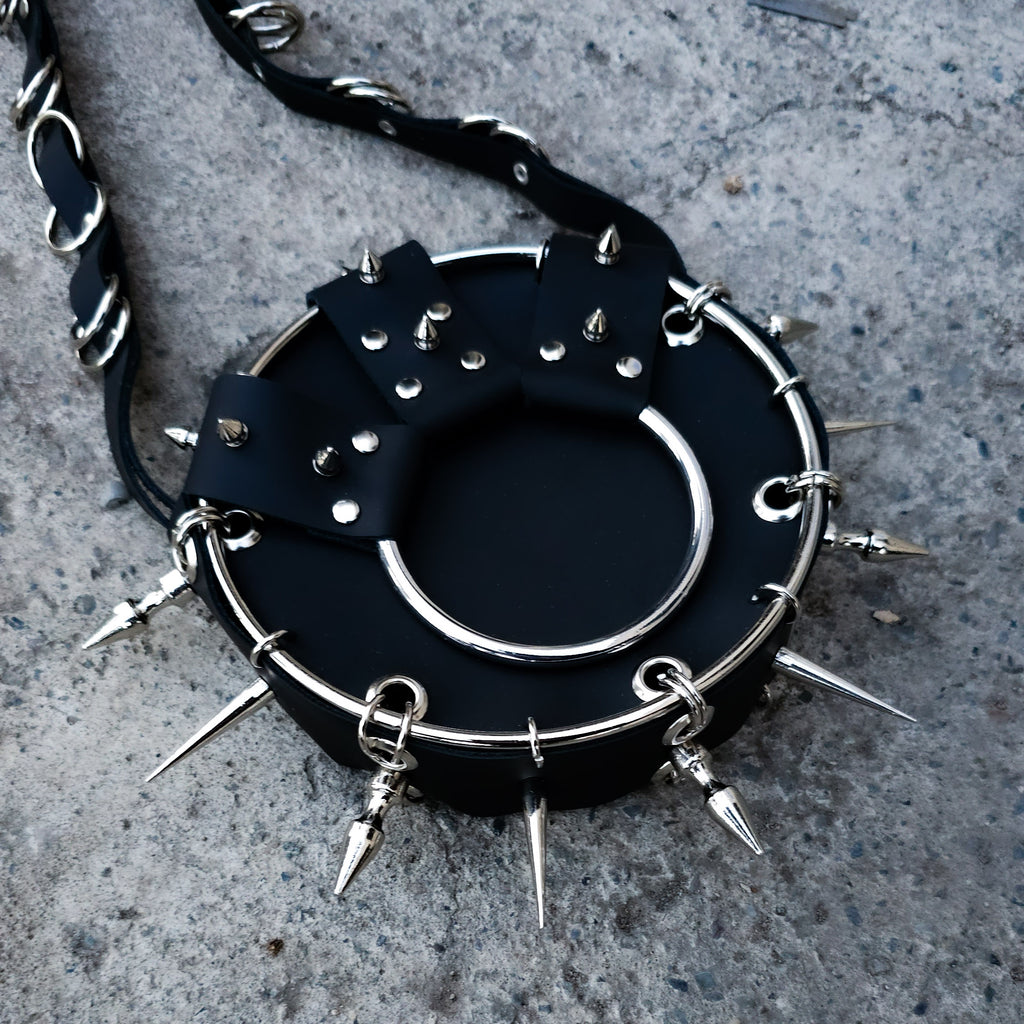 Leather purse with spikes