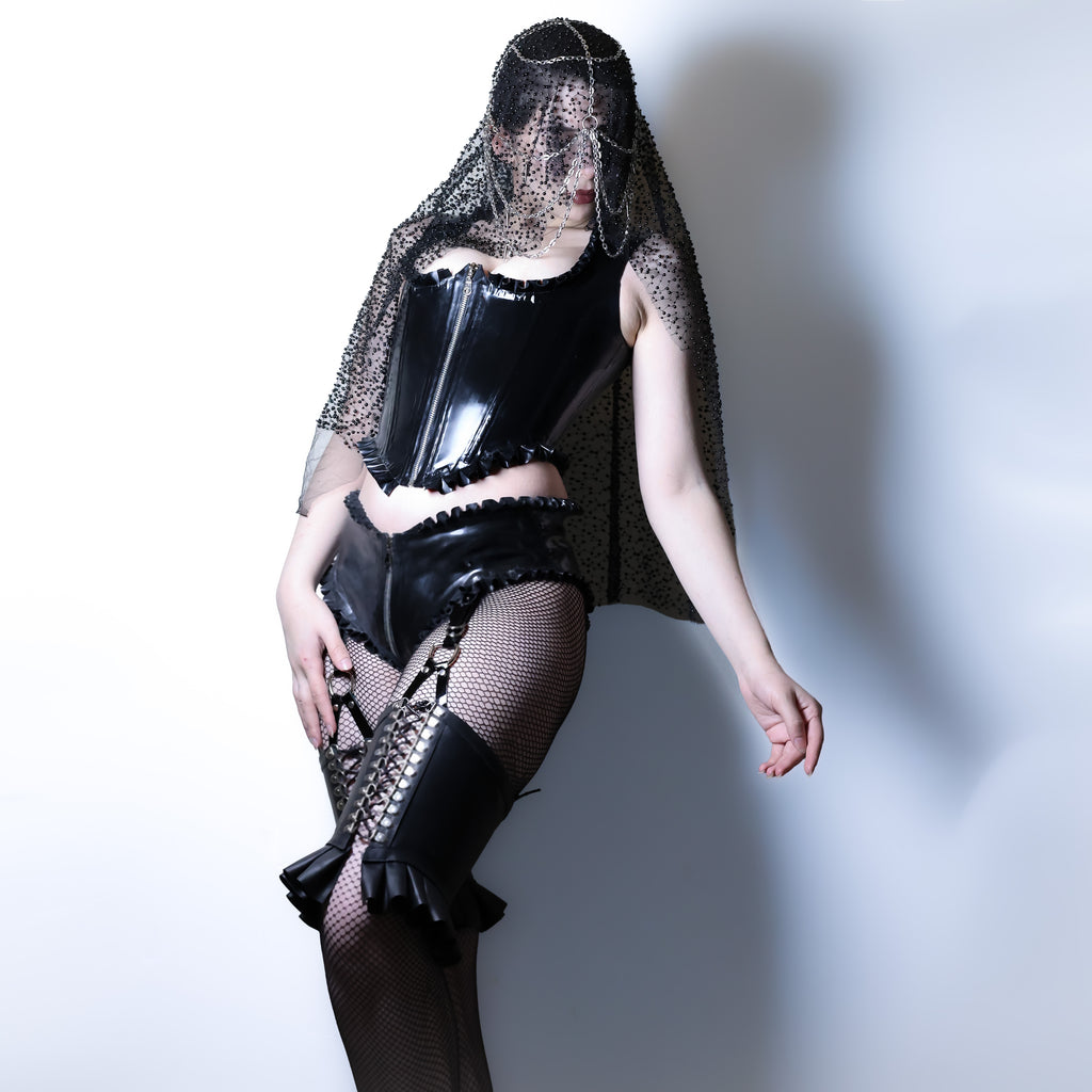 Leg corsets, lace up leather garters