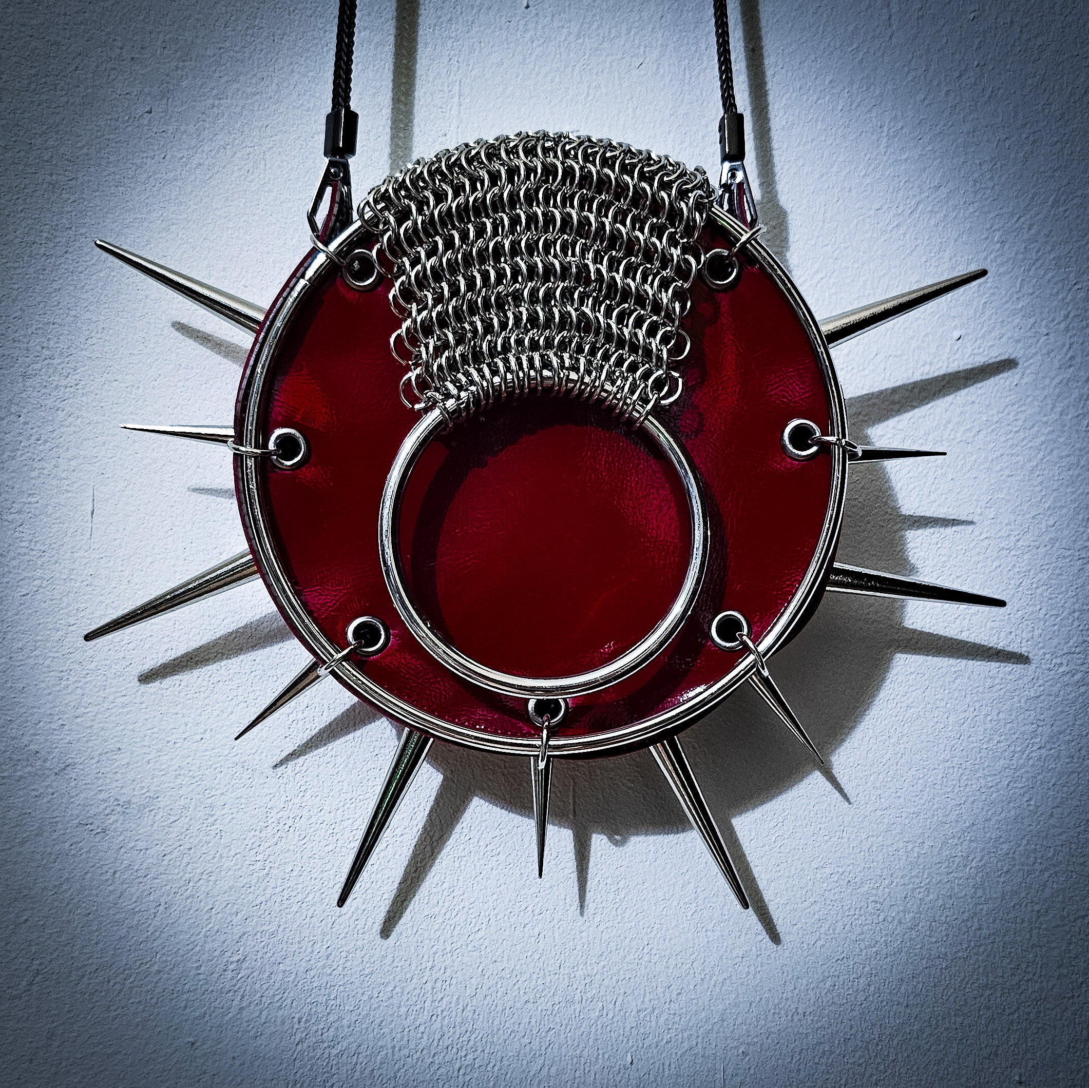 Leather purse with spikes