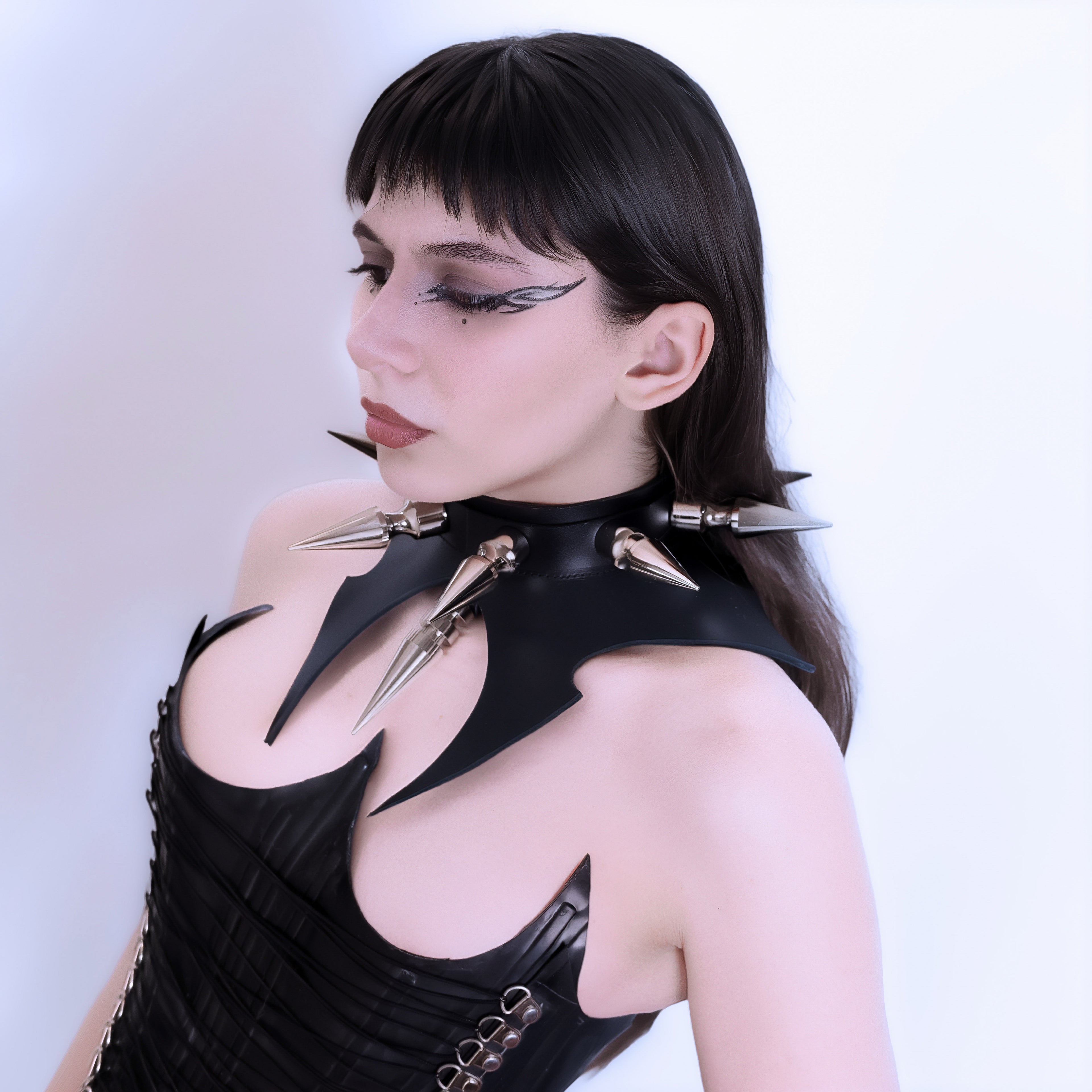 Latex lace up corset top waist cincher