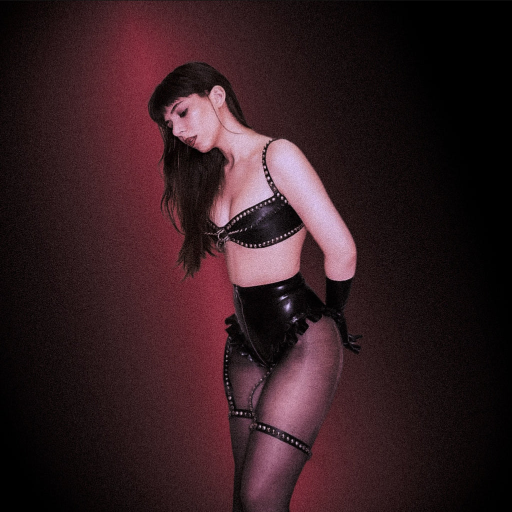 Leather bralette with spikes