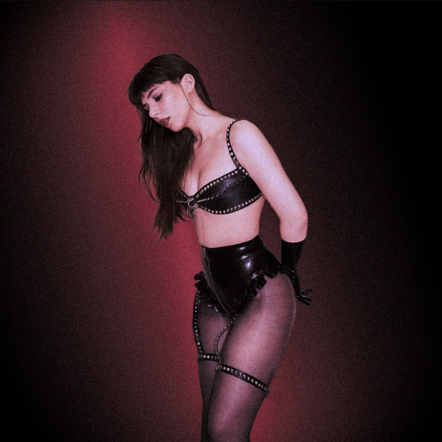Leather bralette with spikes